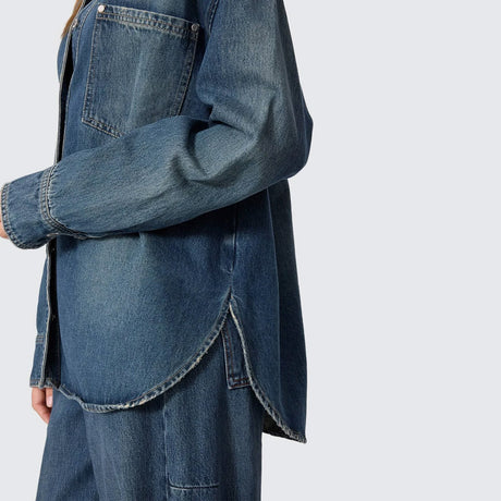 THRILLS Women's Melina Oversized Denim Shirt - Teal Blue