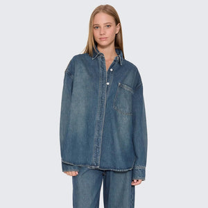 THRILLS Women's Melina Oversized Denim Shirt - Teal Blue