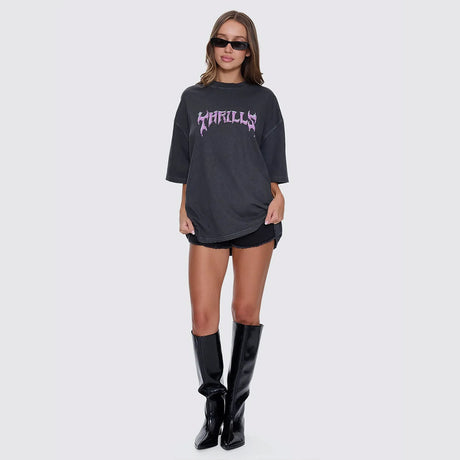 THRILLS Women's Neon Metal Oversized Tee - Merch Black