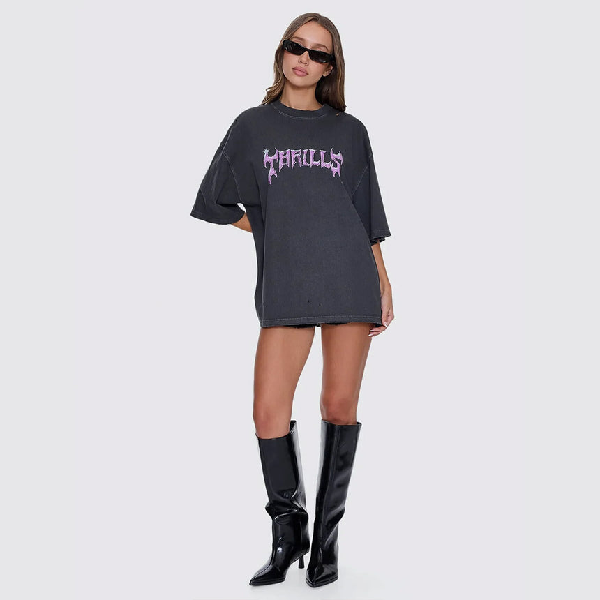 THRILLS Women's Neon Metal Oversized Tee - Merch Black