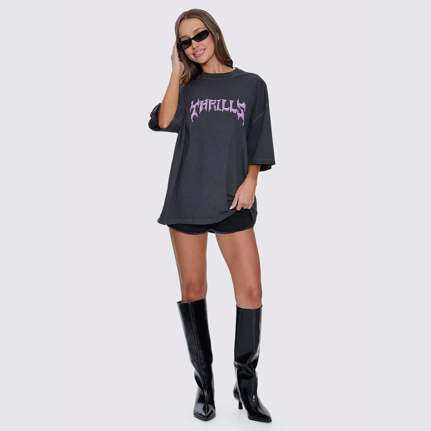 THRILLS Women's Neon Metal Oversized Tee - Merch Black