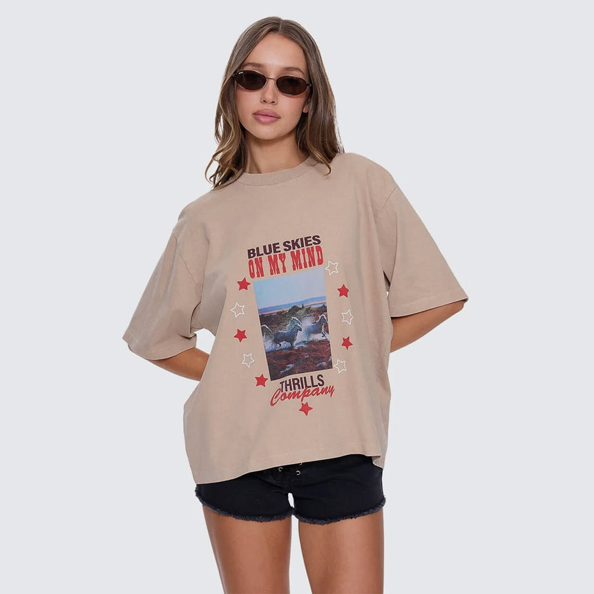 THRILLS Women's On My Mind Square Tee - Stone