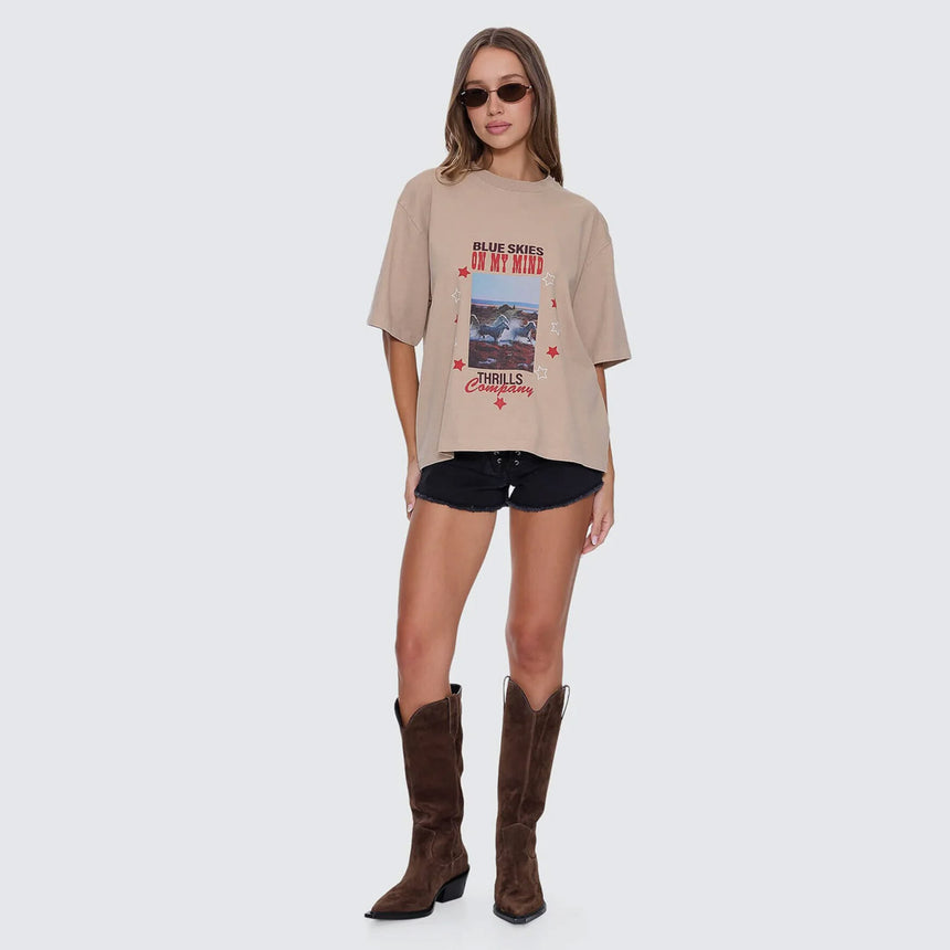 THRILLS Women's On My Mind Square Tee - Stone
