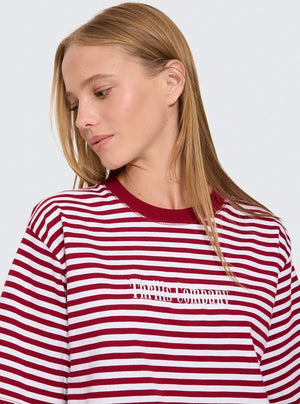 THRILLS Women's Primitive Stripe Square Tee - Sour Cherry Stripe