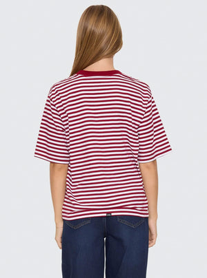 THRILLS Women's Primitive Stripe Square Tee - Sour Cherry Stripe