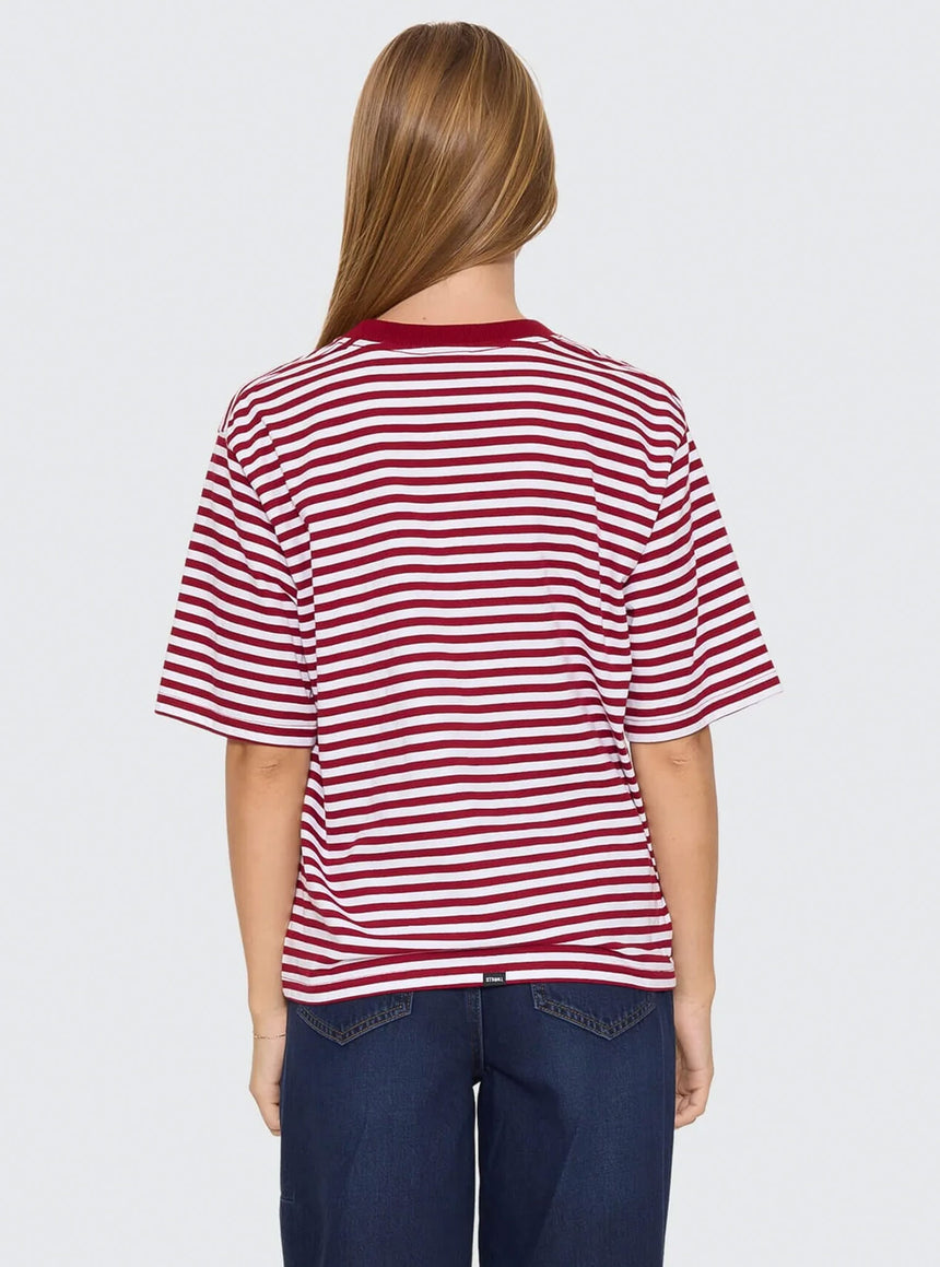 THRILLS Women's Primitive Stripe Square Tee - Sour Cherry Stripe