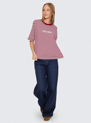 THRILLS Women's Primitive Stripe Square Tee - Sour Cherry Stripe
