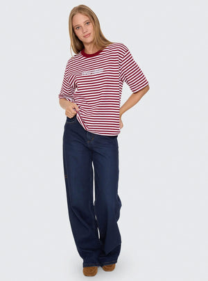 THRILLS Women's Primitive Stripe Square Tee - Sour Cherry Stripe