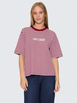 THRILLS Women's Primitive Stripe Square Tee - Sour Cherry Stripe