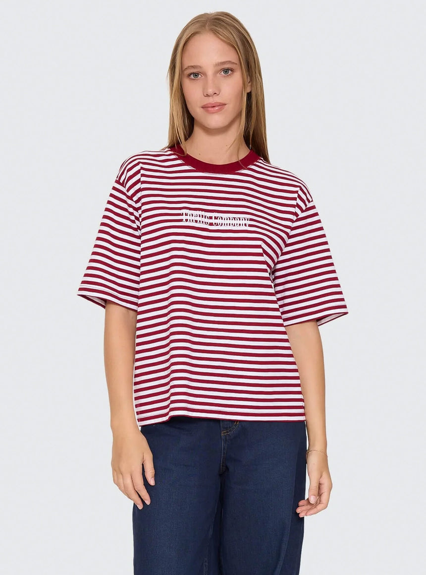 THRILLS Women's Primitive Stripe Square Tee - Sour Cherry Stripe