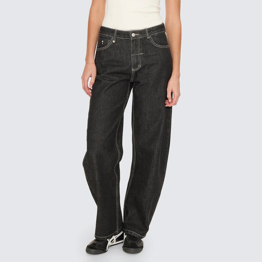 THRILLS Women's Sloane Low Rise Barrel Jean - Raw Black