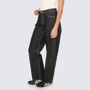 THRILLS Women's Sloane Low Rise Barrel Jean - Raw Black