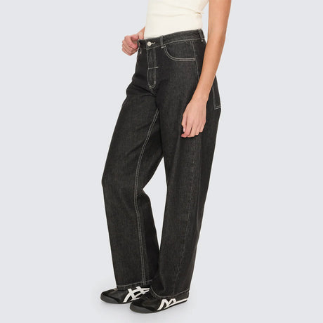 THRILLS Women's Sloane Low Rise Barrel Jean - Raw Black