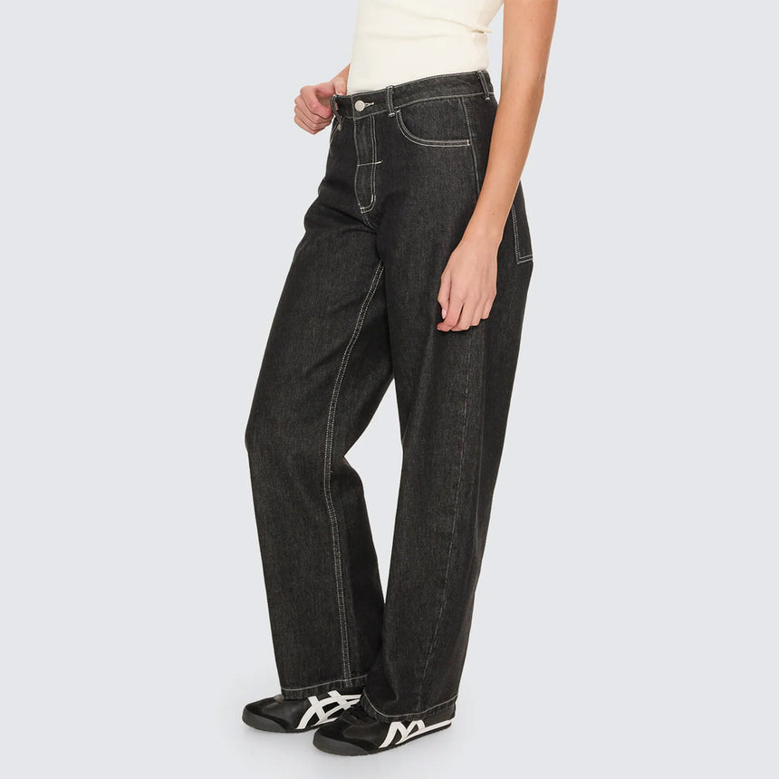 THRILLS Women's Sloane Low Rise Barrel Jean - Raw Black