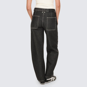 THRILLS Women's Sloane Low Rise Barrel Jean - Raw Black