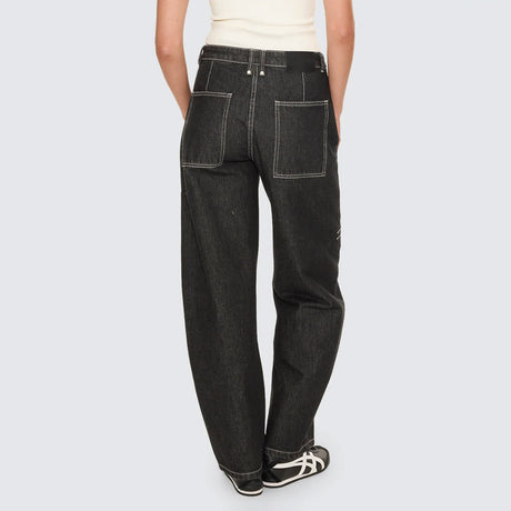 THRILLS Women's Sloane Low Rise Barrel Jean - Raw Black