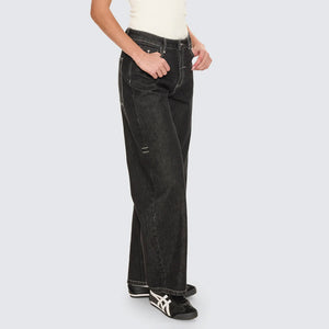 THRILLS Women's Sloane Low Rise Barrel Jean - Raw Black