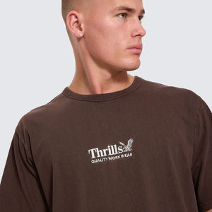 THRILLS Workwear Embroidered Merch Tee - Postal Brown