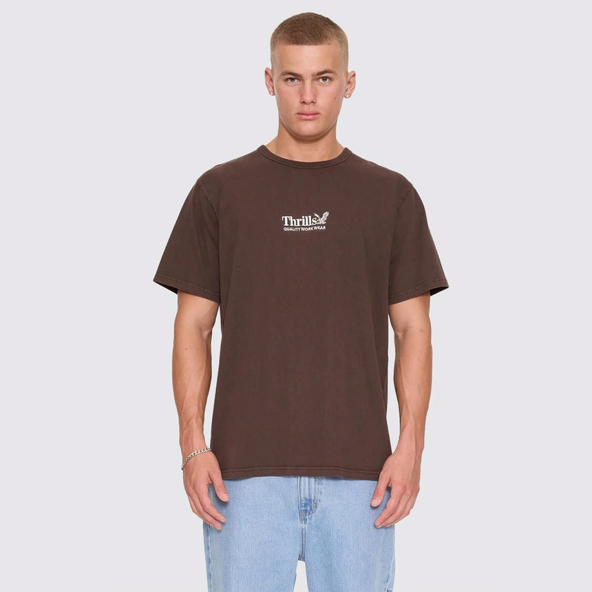 THRILLS Workwear Embroidered Merch Tee - Postal Brown