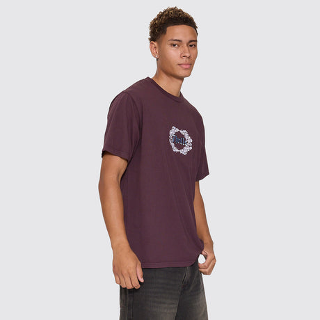 THRILLS Wreath Of Desire Embroidered Merch Tee - Aubergine
