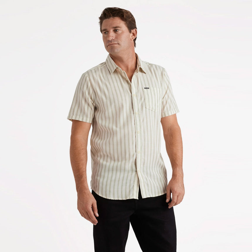 VOLCOM Arvostripe Woven Short Sleeve Shirt - Dirty White
