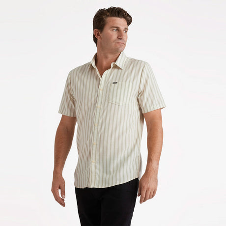 VOLCOM Arvostripe Woven Short Sleeve Shirt - Dirty White