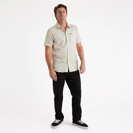 VOLCOM Arvostripe Woven Short Sleeve Shirt - Dirty White