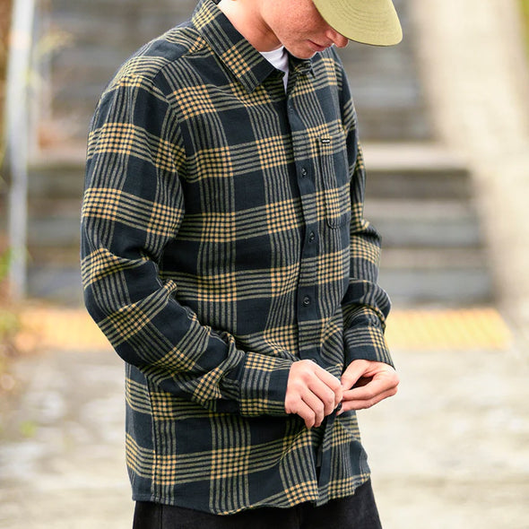 VOLCOM Caden Plaid Long Sleeve Shirt - Navy