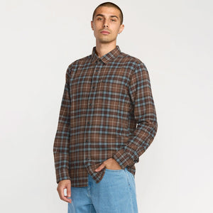 VOLCOM Caden Plaid Shirt - Brown Stone