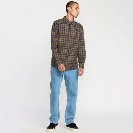VOLCOM Caden Plaid Shirt - Brown Stone
