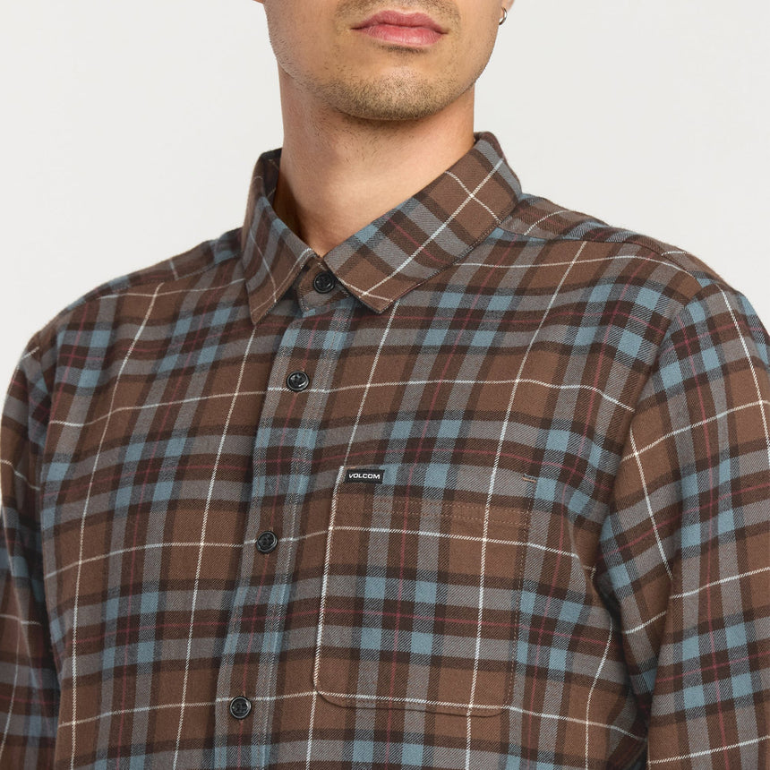 VOLCOM Caden Plaid Shirt - Brown Stone