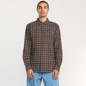 VOLCOM Caden Plaid Shirt - Brown Stone