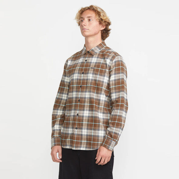 VOLCOM Caden Plaid Shirt - Dark Earth