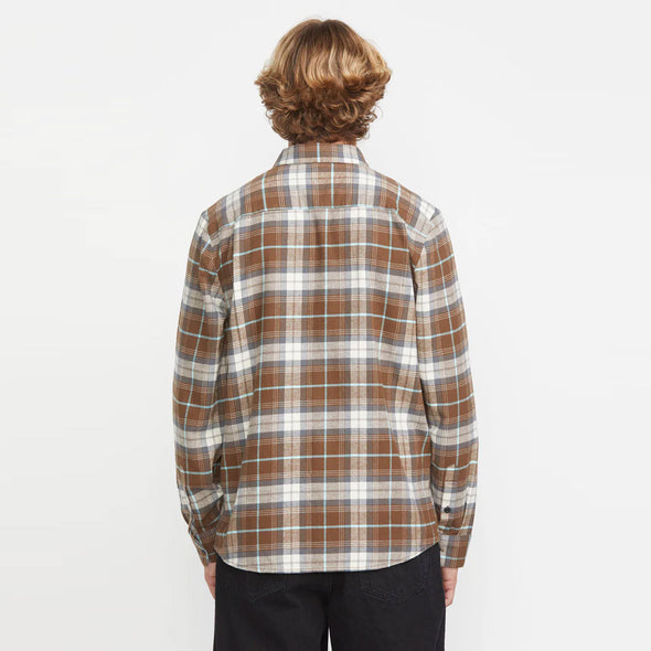 VOLCOM Caden Plaid Shirt - Dark Earth