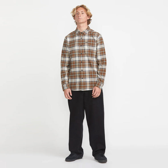 VOLCOM Caden Plaid Shirt - Dark Earth