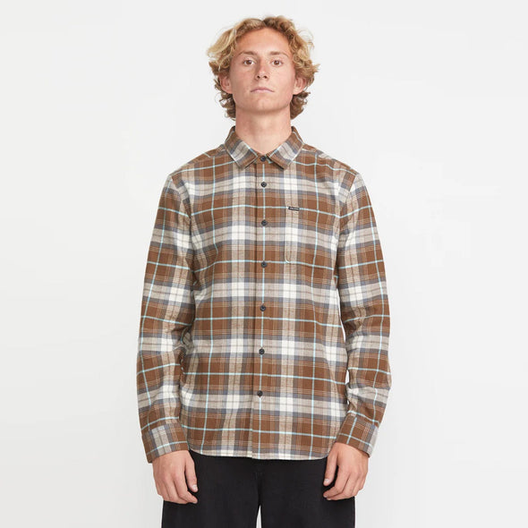 VOLCOM Caden Plaid Shirt - Dark Earth