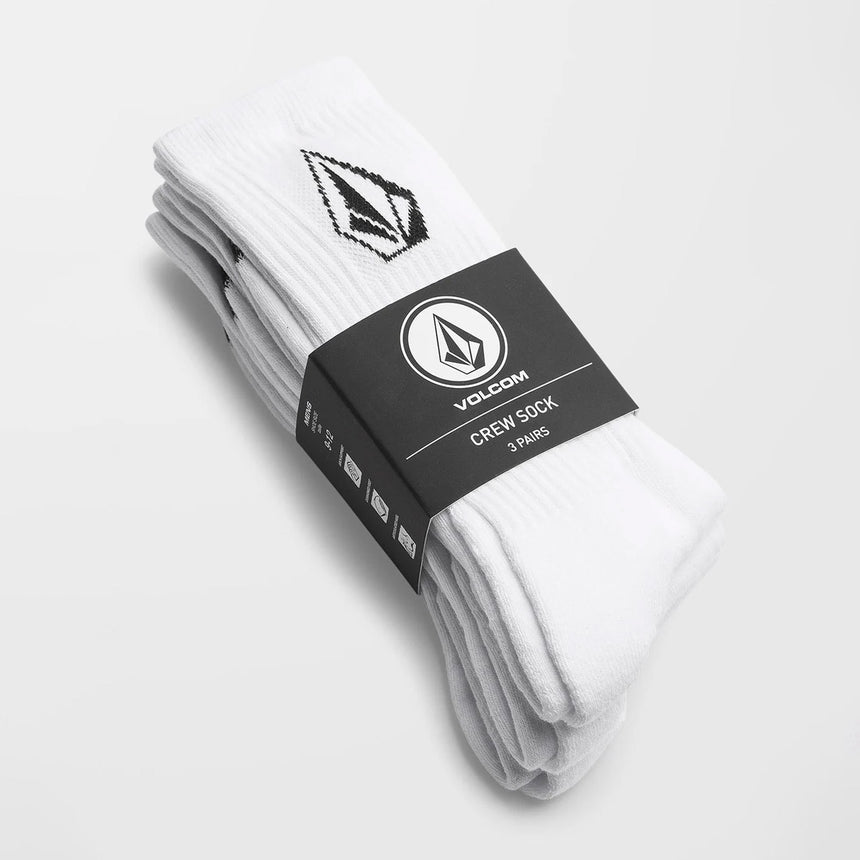 VOLCOM Full Stone Sock 3 Pack - White