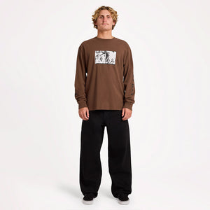 VOLCOM Mirrors Long Sleeve Tee - Brown Stone