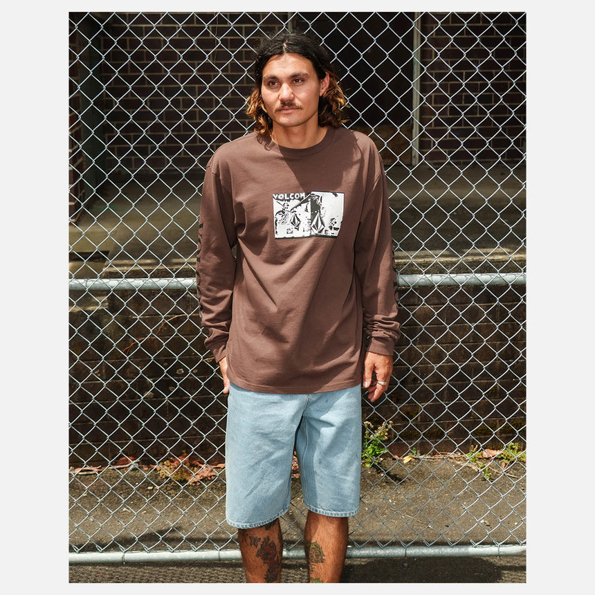 VOLCOM Mirrors Long Sleeve Tee - Brown Stone