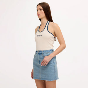 VOLCOM Ramped Mini Denim Skirt - Stone Blue