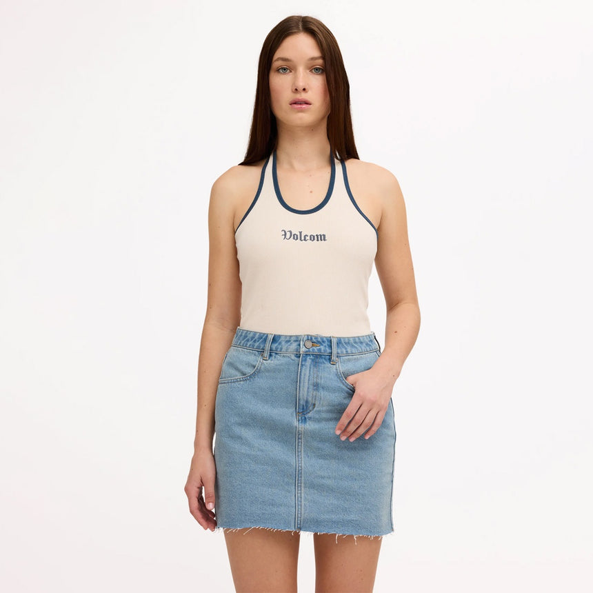 VOLCOM Ramped Mini Denim Skirt - Stone Blue