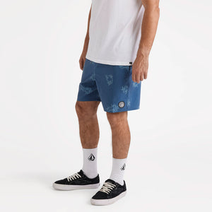 VOLCOM Regal Trop Psych Cotton 17" Trunks - Coronet Blue