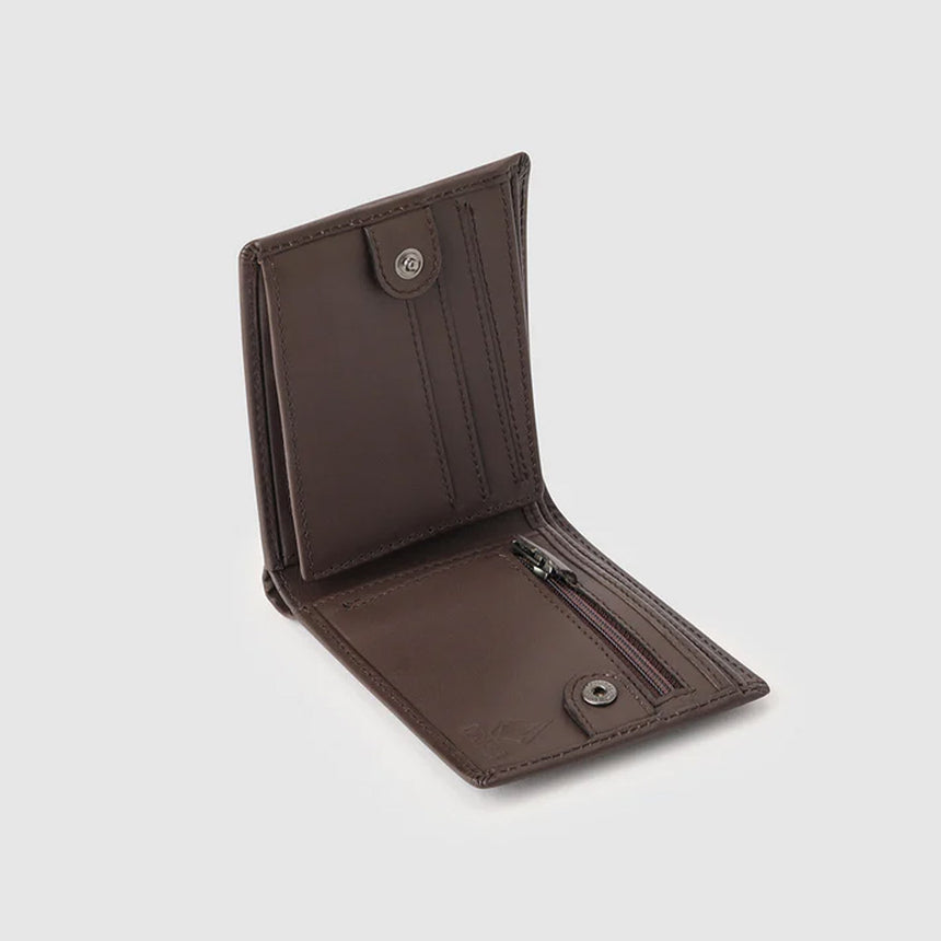VOLCOM Single Stone Leather Wallet - Dark Brown