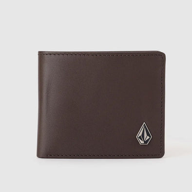 VOLCOM Single Stone Leather Wallet - Dark Brown