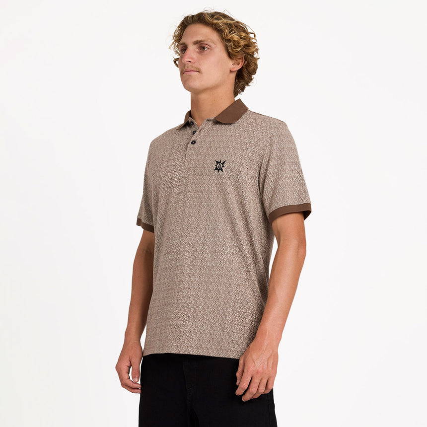 VOLCOM Stonelord Short Sleeve Polo - Brown Stone