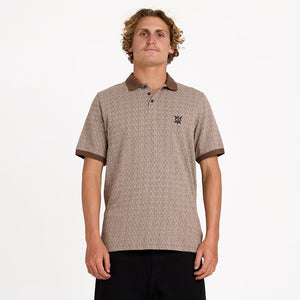 VOLCOM Stonelord Short Sleeve Polo - Brown Stone