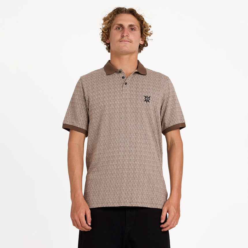 VOLCOM Stonelord Short Sleeve Polo - Brown Stone