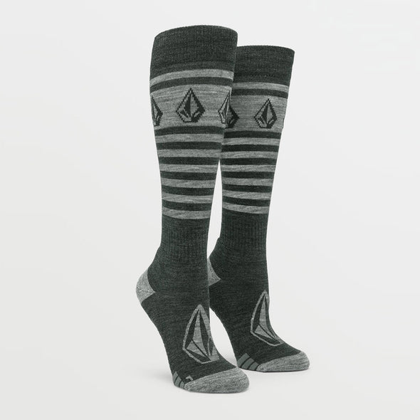 VOLCOM Women's Striker Wool Blend Over-The-Calf Snow Sock - Black