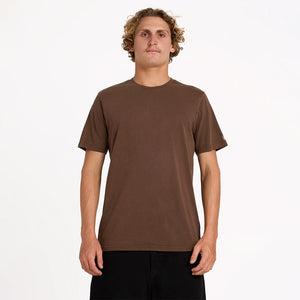 VOLCOM Wash Solid Short Sleeve Tee - Brown Stone