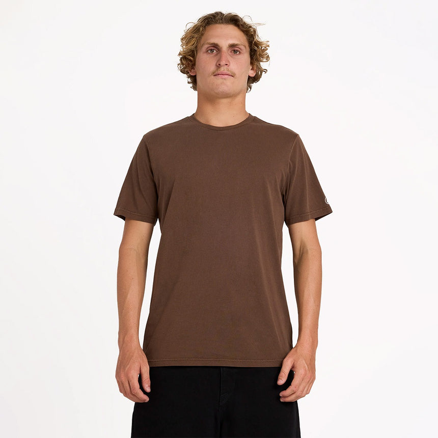 VOLCOM Wash Solid Short Sleeve Tee - Brown Stone